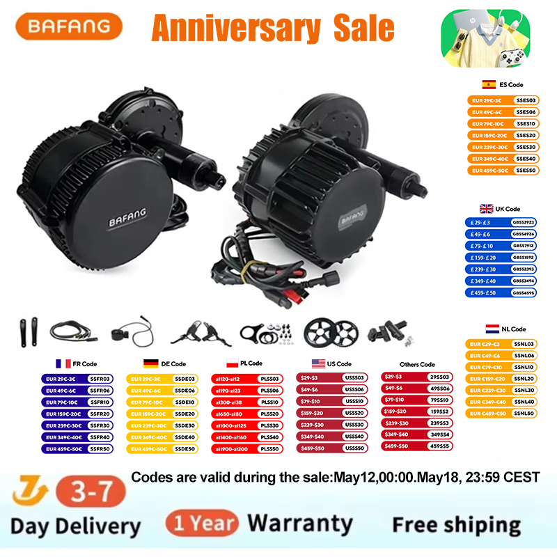 Bafang BBSHD 1000W 52V 48V 68m - огляд і ціна Side Hung Mid Drive Motor Kit