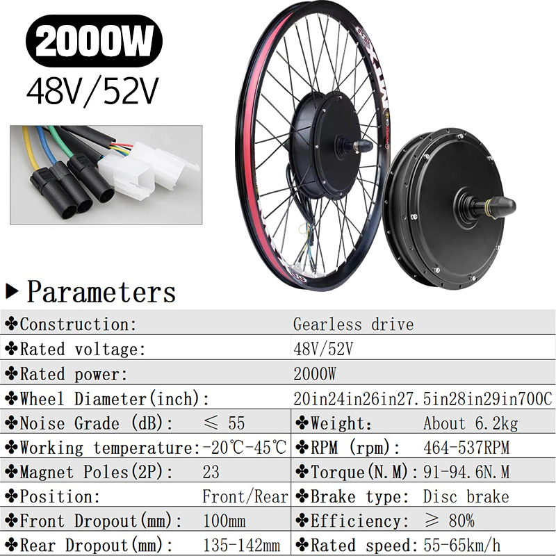 5000W E-Bike Conversion Kit 72 - огляд і ціна Gearless Hub Motor Conversion Kit 2000W With Display