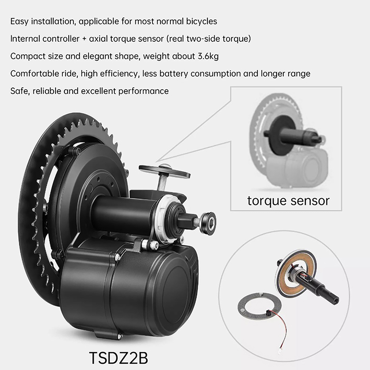 New Version Tongsheng 48V 500W - огляд і ціна Torque Sensor Mid Drive Motor Kit